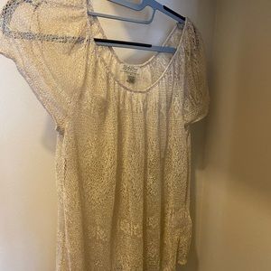 Sheer/mesh tan/beige lucky brand shirt
